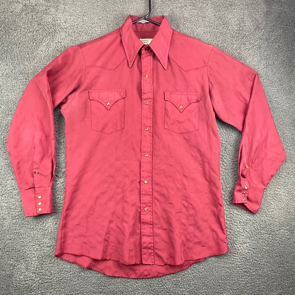 Vintage Stockman by PMC Western Cowboy Shirt Diamond‎ Pattern Made In USA Mens M